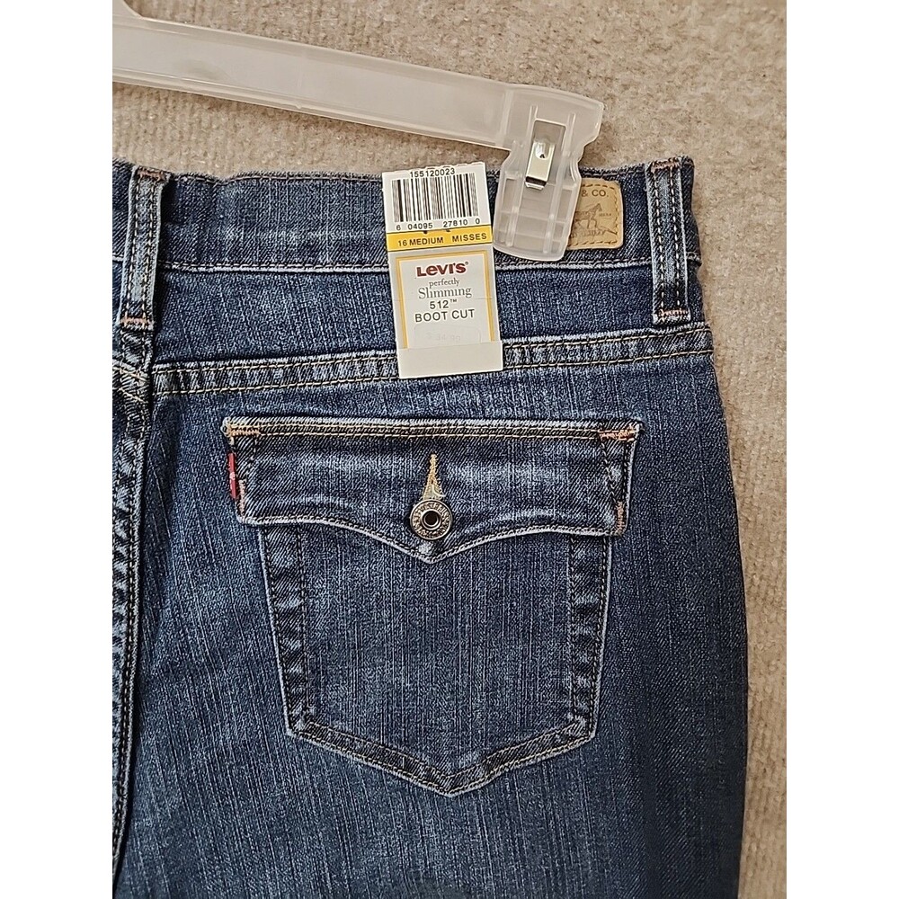 Levis 512 Perfectly Slimming Bootcut Jeans Women 16 Blue Medium Wash Stretch NEW - Picture 7 of 10